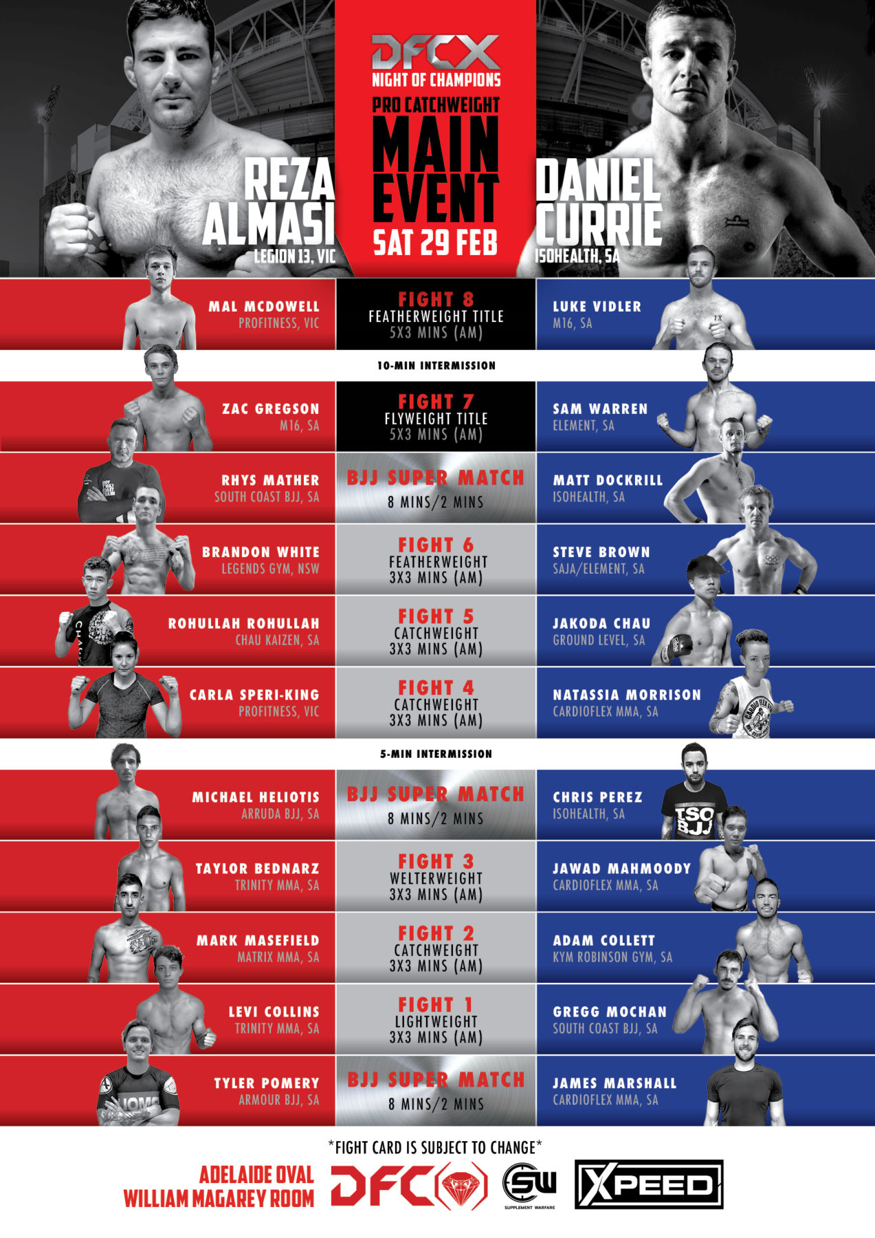 DFCX Fight Card